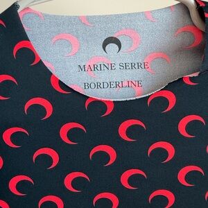 Marine Serre Black Top with Red Crescent Design